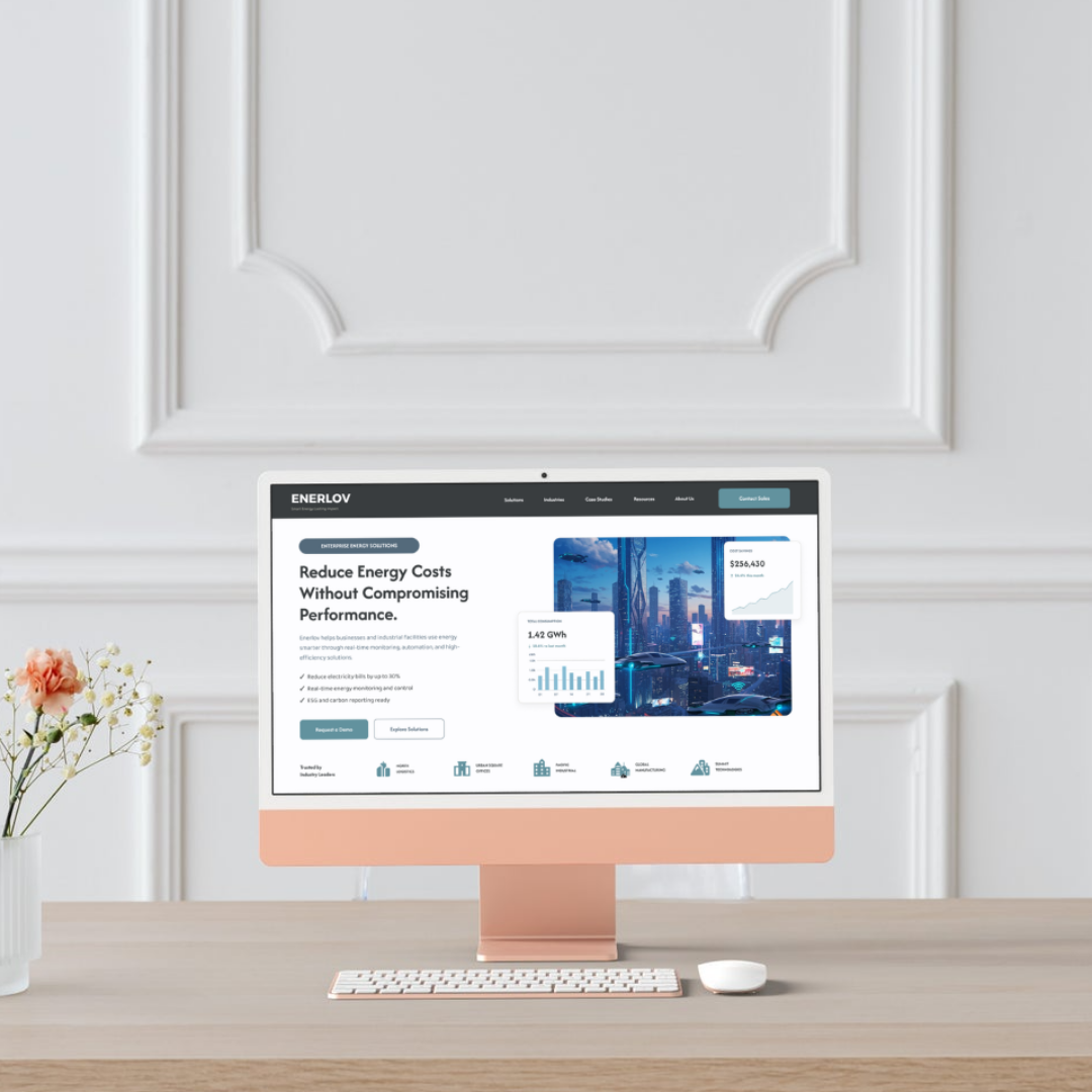 Enerlov enterprise landing page mockup